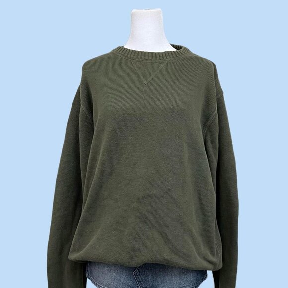 Green vintage 90s chunky cotton sweater - Picture 1 of 8